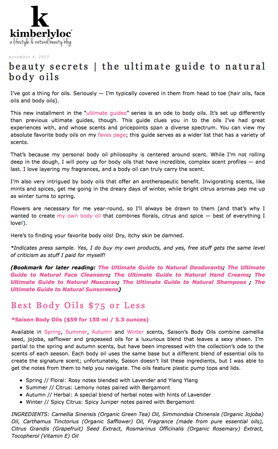 Saison Body Oils In Kimberly Loc Blog